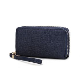 MKF Collection Lisbette Embossed M Signature Wallet by Mia k (Material: Polycarbonate, Color: Navy)