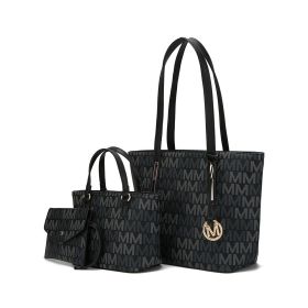 MKF Collection Aylet M Tote with Mini Handbag and Wristlet Pouch by Mia k (Material: Polycarbonate, Color: Black)
