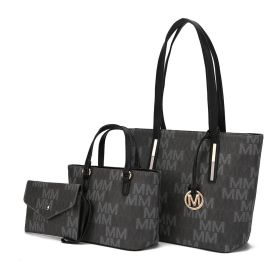 MKF Collection Aylet M Tote with Mini Handbag and Wristlet Pouch by Mia k (Material: Polycarbonate, Color: Charcoal)