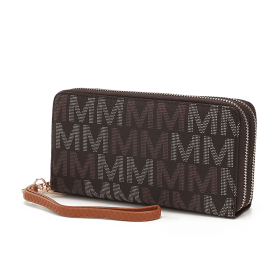 MKF Collection Hofstra M Signature Wallet Wristlet by Mia k (Material: Polycarbonate, Color: Brown)