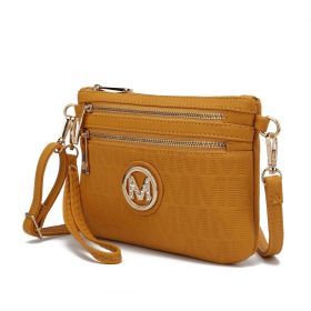 MKF Collection Roonie Milan Signature Crossbody Wristlet by Mia k (Material: Polycarbonate, Color: Mustard)