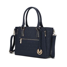 MKF Collection Cairo M Signature Satchel Handbag by Mia k (Material: Polycarbonate, Color: Navy)