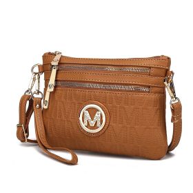 MKF Collection Roonie Milan Signature Crossbody Wristlet by Mia k (Material: Polycarbonate, Color: Tan)