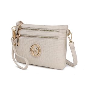 MKF Collection Roonie Milan Signature Crossbody Wristlet by Mia k (Material: Polycarbonate, Color: Beige)
