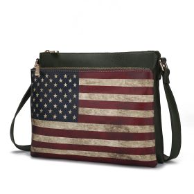 MKF Collection Madeline Printed Flag Vegan Leather Women Crossbody Bag by Mia K (Material: Vegan Leather, Color: Green)