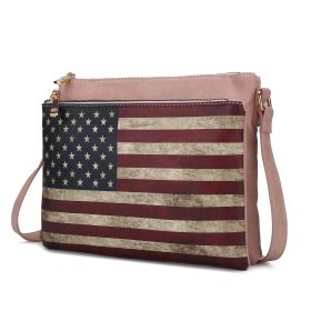 MKF Collection Madeline Printed Flag Vegan Leather Women Crossbody Bag by Mia K (Material: Vegan Leather, Color: Rose Pink)