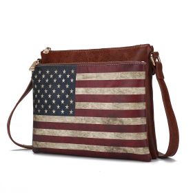 MKF Collection Madeline Printed Flag Vegan Leather Women Crossbody Bag by Mia K (Material: Vegan Leather, Color: Tan)
