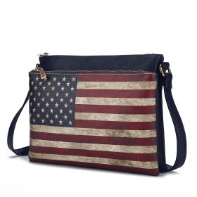 MKF Collection Madeline Printed Flag Vegan Leather Women Crossbody Bag by Mia K (Material: Vegan Leather, Color: Navy)