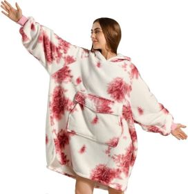 Krifey Wearable Blanket Hoodie, Oversized Sherpa Hooded as Birthday Gifts for Mom Women Girlfriend Men, Cozy Sweatshirt with Giant Pocket (Color: Red Tie-dye, size: Adult)