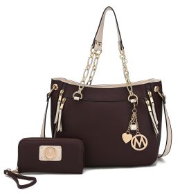 MKF Collection Lina Tote Handbag with Wristlet Wallet Vegan Leather Crossover Women's Purse by Mia K (Material: Vegan Leather, Color: Chocolate)
