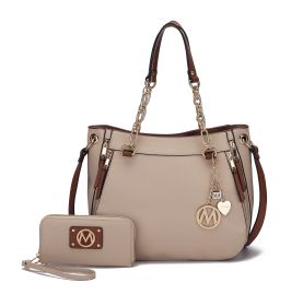 MKF Collection Lina Tote Handbag with Wristlet Wallet Vegan Leather Crossover Women's Purse by Mia K (Material: Vegan Leather, Color: Taupe)