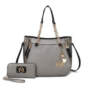 MKF Collection Lina Tote Handbag with Wristlet Wallet Vegan Leather Crossover Women's Purse by Mia K (Material: Vegan Leather, Color: PEWTER)