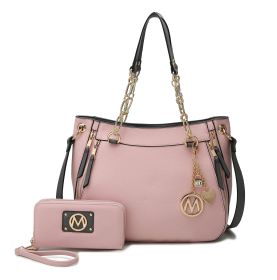 MKF Collection Lina Tote Handbag with Wristlet Wallet Vegan Leather Crossover Women's Purse by Mia K (Material: Vegan Leather, Color: Pink)