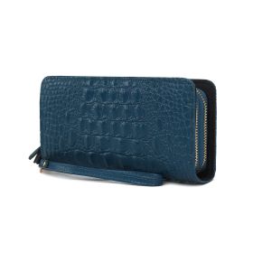 MKF Collection Eve Genuine Leather Crocodile Embossed Women Wristlet Wallet by Mia K (Material: Leather Crocodile, Color: Teal)