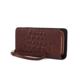 MKF Collection Eve Genuine Leather Crocodile Embossed Women Wristlet Wallet by Mia K (Material: Leather Crocodile, Color: Coffee)
