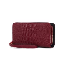 MKF Collection Eve Genuine Leather Crocodile Embossed Women Wristlet Wallet by Mia K (Material: Leather Crocodile, Color: Burgundy)