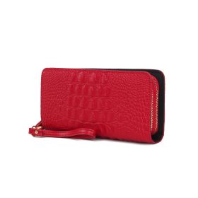 MKF Collection Eve Genuine Leather Crocodile Embossed Women Wristlet Wallet by Mia K (Material: Leather Crocodile, Color: Red)