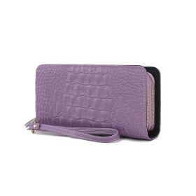 MKF Collection Eve Genuine Leather Crocodile Embossed Women Wristlet Wallet by Mia K (Material: Leather Crocodile, Color: Lavender)