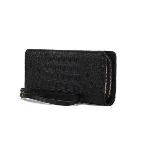 MKF Collection Eve Genuine Leather Crocodile Embossed Women Wristlet Wallet by Mia K (Material: Leather Crocodile, Color: Black)