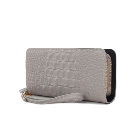 MKF Collection Eve Genuine Leather Crocodile Embossed Women Wristlet Wallet by Mia K (Material: Leather Crocodile, Color: Grey)