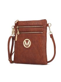 MKF Collection Scarlett Crossbody Handbag by Mia k (Material: Polycarbonate, Color: Cognac)