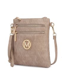 MKF Collection Scarlett Crossbody Handbag by Mia k (Material: Polycarbonate, Color: Taupe)