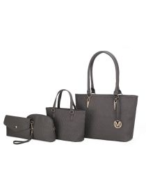 MKF Collection Edelyn embossed M Signature Four PCS Tote Set by Mia k (Material: Polycarbonate, Color: Grey)