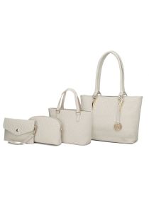 MKF Collection Edelyn embossed M Signature Four PCS Tote Set by Mia k (Material: Polycarbonate, Color: Beige)