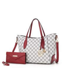 MKF Collection Gianna Vegan Leather Women Tote with matching Wallet by Mia k (Material: Vegan Leather, Color: Red)