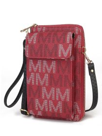 MKF Collection Cossetta Cell Phone Crossbody Wristlet Handbag Vegan Leather Versatile Multi-Use Phone Holder by Mia K (Material: Vegan Leather, Color: Burgundy)