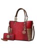 MKF Collection Merlina Faux Crocodile Embossed Vegan Leather Women Tote Bag with matching Wallet by Mia k