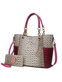 MKF Collection Merlina Faux Crocodile Embossed Vegan Leather Women Tote Bag with matching Wallet by Mia k (Material: Vegan Leather, Color: Light Grey)