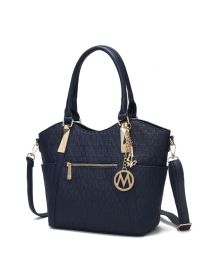 MKF Collection Hazel Vegan Leather Women Tote by Mia k (Material: Vegan Leather, Color: Navy blue)