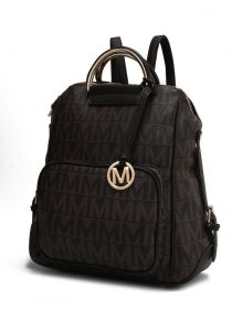 MKF Collection Cora Milan M Signature Trendy Backpack by Mia k (Material: Vegan Leather, Color: Chocolate)