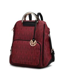 MKF Collection Cora Milan M Signature Trendy Backpack by Mia k (Material: Vegan Leather, Color: Burgundy)