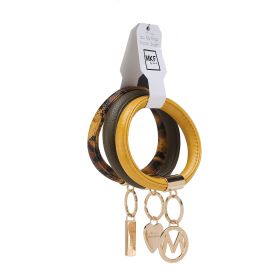 MKF Collection Jasmine Vegan Leather Women Bangle Wristlet Keychain set by Mia K (Material: Vegan Leather, Color: Olive-Mustard-Mustard)