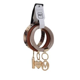 MKF Collection Jasmine Vegan Leather Women Bangle Wristlet Keychain set by Mia K (Material: Vegan Leather, Color: Cognac-Taupe-Beige)