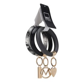 MKF Collection Jasmine Vegan Leather Women Bangle Wristlet Keychain set by Mia K (Material: Vegan Leather, Color: Charcoal-Black-Black)