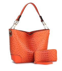 MKF Collection Wandy Soft Vegan Leather Hobo & Wallet Set by Mia K (Material: Vegan Leather, Color: Orange)