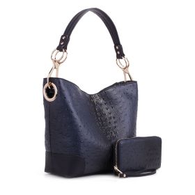 MKF Collection Wandy Soft Vegan Leather Hobo & Wallet Set by Mia K (Material: Vegan Leather, Color: Navy)