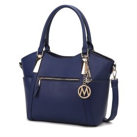 MKF Collection Janise Solid Tote Handbag Women by Mia K (Material: Vegan Leather, Color: Navy)