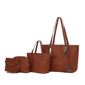 MKF Collection Arya Signature Women Tote Bag, Mini Tote Bag, Pouch and Wristlet Wallet by Mia K (Material: Vegan Leather, Color: Camel)