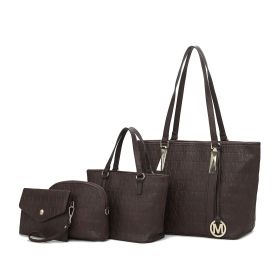 MKF Collection Arya Signature Women Tote Bag, Mini Tote Bag, Pouch and Wristlet Wallet by Mia K (Material: Vegan Leather, Color: Chocolate)