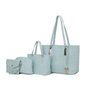 MKF Collection Arya Signature Women Tote Bag, Mini Tote Bag, Pouch and Wristlet Wallet by Mia K (Material: Vegan Leather, Color: Light Blue)