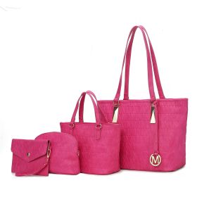 MKF Collection Arya Signature Women Tote Bag, Mini Tote Bag, Pouch and Wristlet Wallet by Mia K (Material: Vegan Leather, Color: Fuchsia)