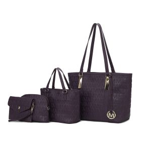 MKF Collection Arya Signature Women Tote Bag, Mini Tote Bag, Pouch and Wristlet Wallet by Mia K (Material: Vegan Leather, Color: Purple)