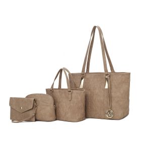 MKF Collection Arya Signature Women Tote Bag, Mini Tote Bag, Pouch and Wristlet Wallet by Mia K (Material: Vegan Leather, Color: Taupe)