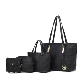 MKF Collection Arya Signature Women Tote Bag, Mini Tote Bag, Pouch and Wristlet Wallet by Mia K (Material: Vegan Leather, Color: Black)