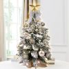22in Mini Christmas Tree with Light Artificial Small Tabletop Christmas Decoration with Flocked Snow