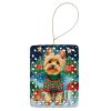 Yorkshire Terrier Yorkie Christmas Porcelain Ornament Christmas Tree Hanging Decorations for Home Christmas Holiday, Rectangle, Gift, Multicolor